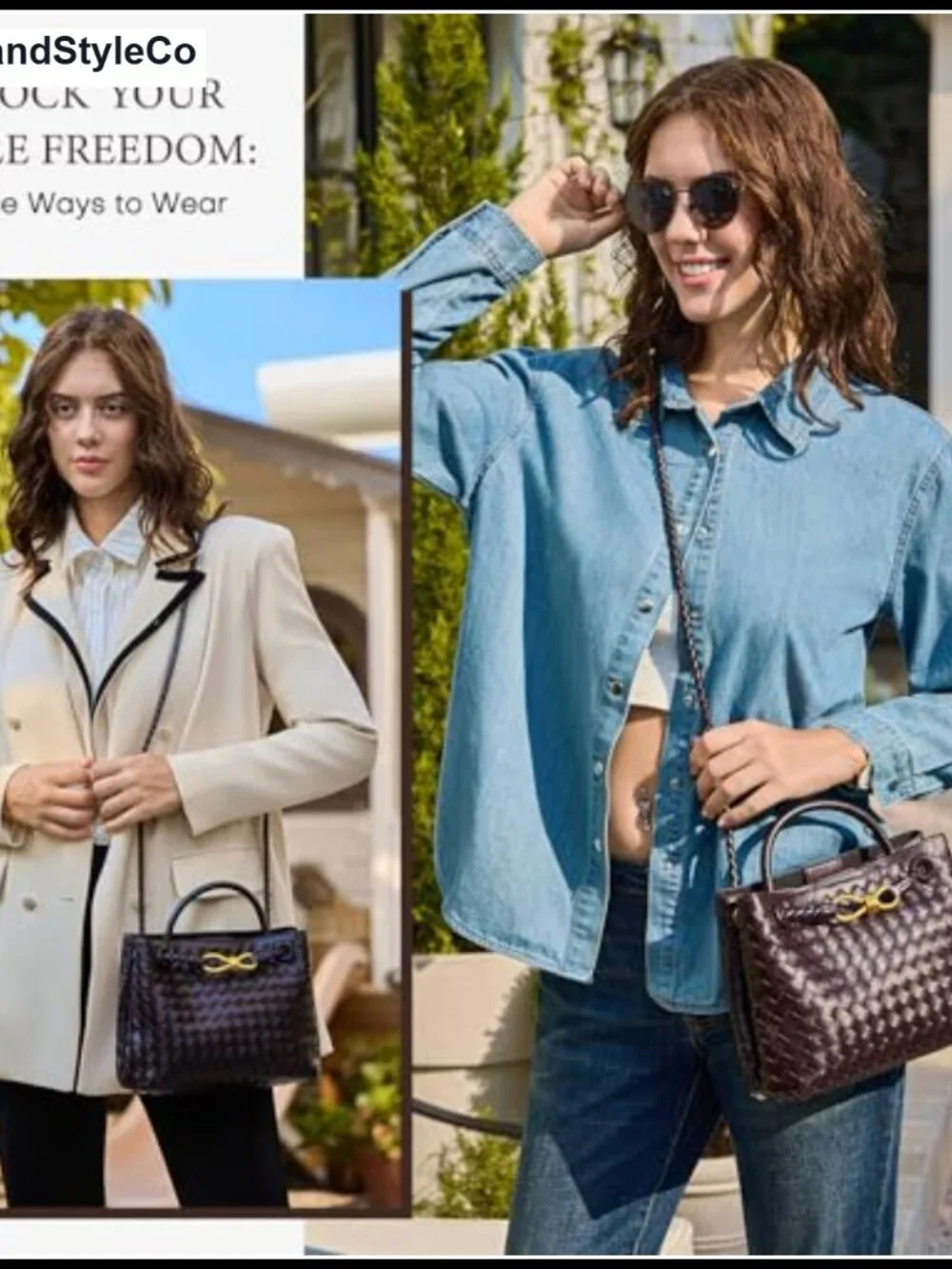 Woven Tote Bag for Women Leather Shoulder Handbag Top Handle Purses